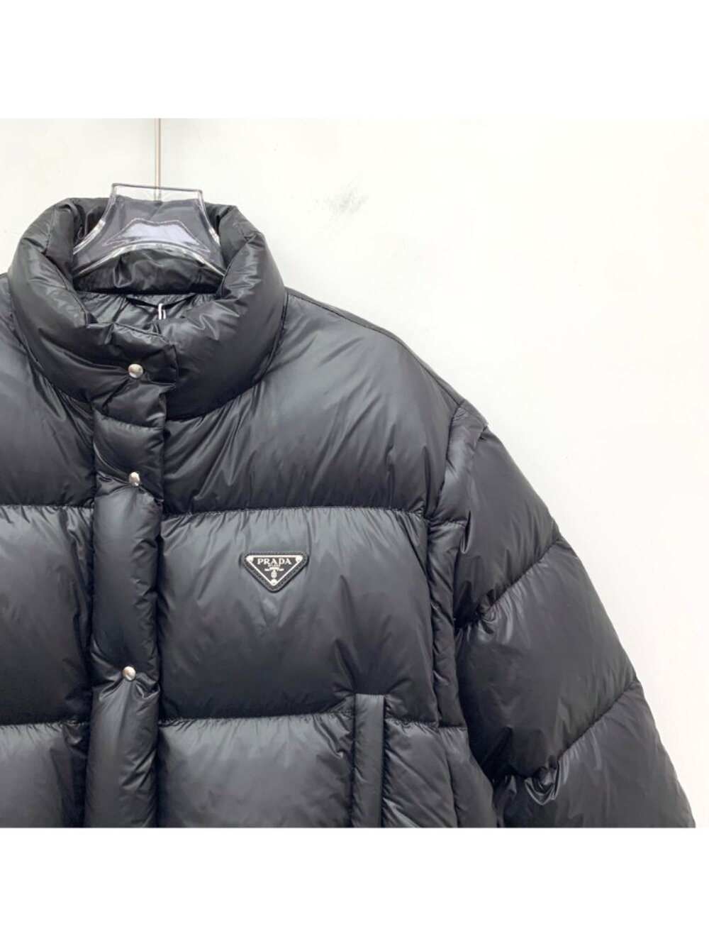 Prada Black Triangle Logo Stand-Collar Down Jacket - Picture 3 of 9